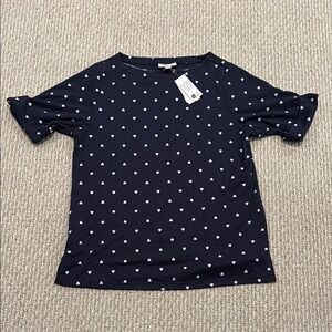 Style & Co. Dark Blue Top with White Heart Design